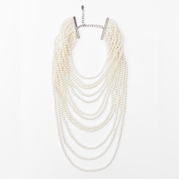 NWT. Zara Pearl Waterfall Necklace. - Picture 3 of 7